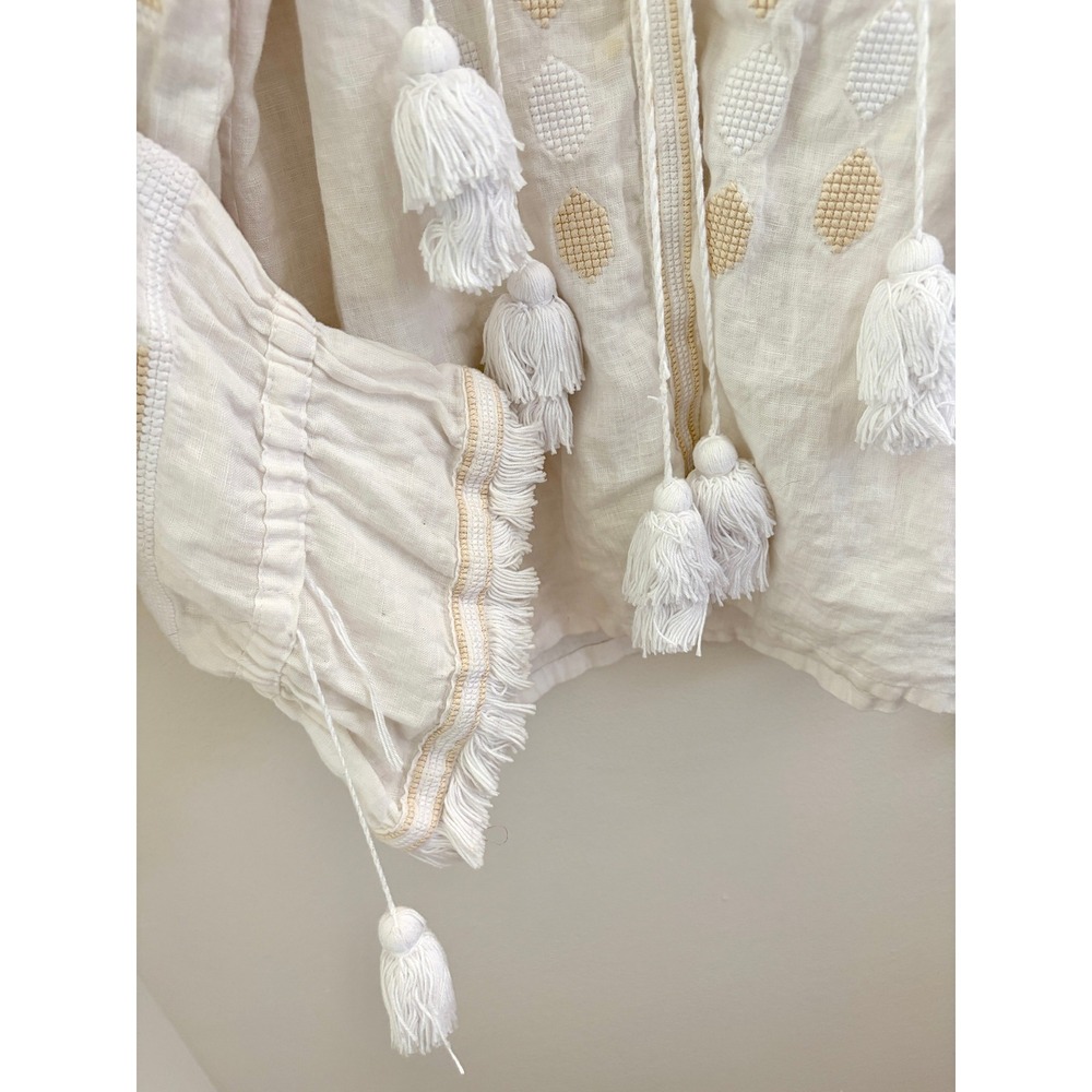 Ukrianian‎ Vintage Style Cream Linen Embroidered Top Large Boho Folk Blouse - Picture 7 of 10